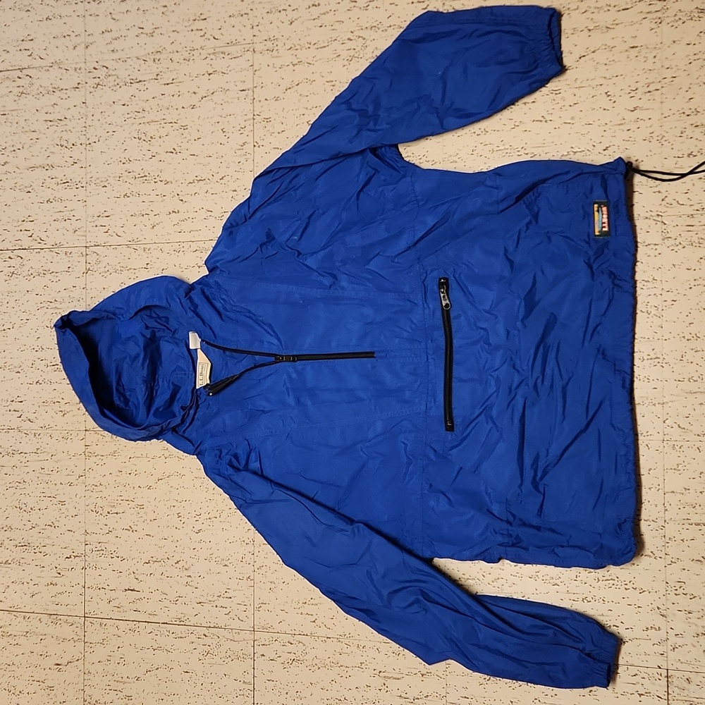 L.L. Bean Royal Blue Half Zip Windbreaker Jacket With Kangaroo Pouch Vintage 90s